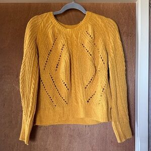 Marled Mustard Cable Knit Sweater